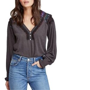 Free People Siesta Fiesta Embroidered Blouse